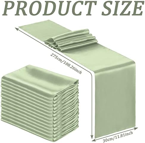 Bencailor 24 Pcs Green Satin Table Runners Bulk, 12 x 108 Inch - Image 3