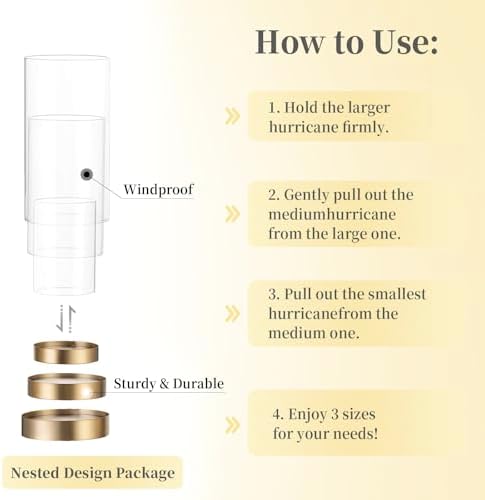 Hewory Hurricane Candle Holder for Pillar Candles: 6Pcs Gold Candle Holders - Image 2