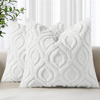 decorUhome Faux Fur Plush Soft White Throw Pillow Covers 26x26 Set of 2 by decorUhome