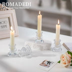 Romadedi Small Ribbed Glass Taper Candle Holder, Clear, Pack of 20 - Image 2