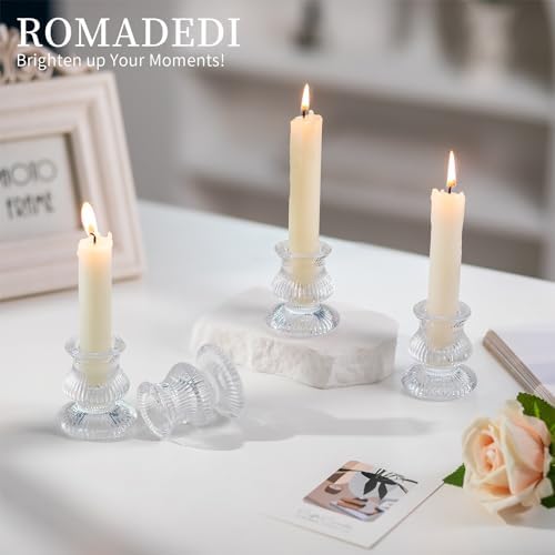 Romadedi Small Ribbed Glass Taper Candle Holder, Clear, Pack of 20 - Image 2