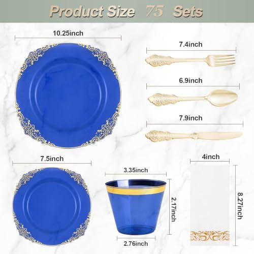 Bestluck 525PCS Clear Blue Disposable Plates for 75 Guests - Image 3
