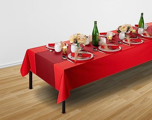 Disposable Table Runner for Dining Table, 16" 20-Pack Linen-Like Burgundy Paper Table Runners for Party, Wedding Or Event - Image 2