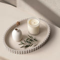 Oval Tray for Coffee Table Decor, 13" Concrete Coffee Table Tray,Cream Gray by Cathyeen
