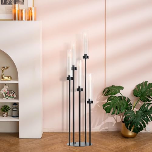 10PCS 39.8'' Tall Matte Black Halloween Candle Holder with Acrylic Shades - Image 6