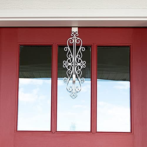 Front Door Wreath Hanger, Adjustable Hook Length Colonial Design, White - Image 3