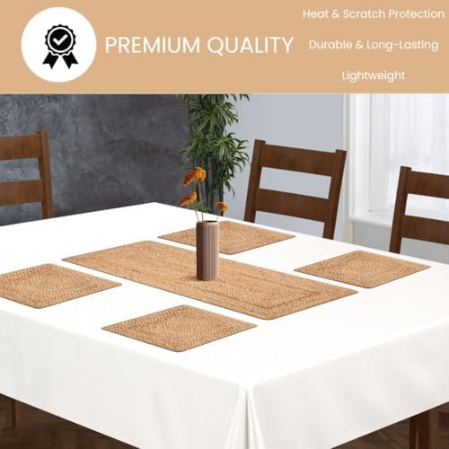 Jute Braided Placemats Set of 4-100% Jute Nonslip 14x14 inch Square Farmhouse Vintage Placemats for Dining Table - Perfect for Indoor Outdoor Natural Jute Placemats - Image 5