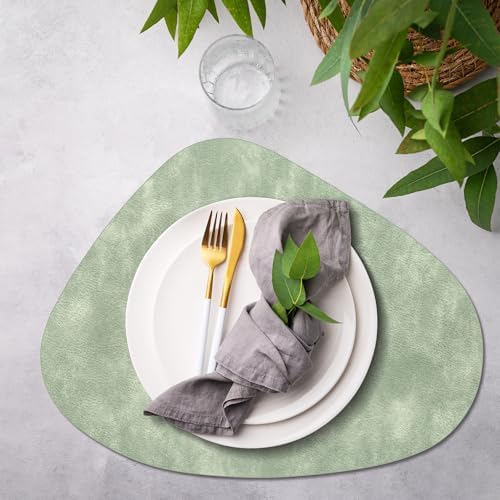 ADRIMER Placemats, Heat Resistant Round Placemats Set of 6 Washable 13 x 17 Inch, Waterproof Table Mats Wipeable for Kitchen, Dining Room Table Christmas Decor, Green - Image 6