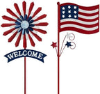 A ANLEOLIFE Decorative Garden Stakes for Outside, Metal Garden Decor Rustic American Flag and Welcome Sign, Yard Stakes Indoor & Outdoor Patio Lawn by AAnleolife