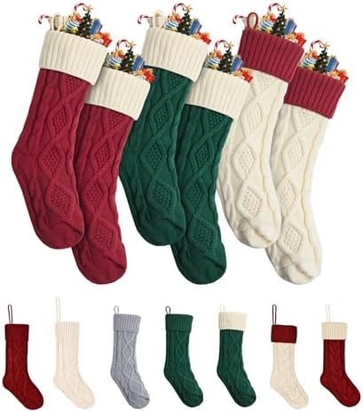 Mr. Pen- Cable Knit Christmas Stockings, 18 Inch, 6 Pack by MrPen
