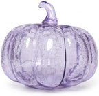 Lavender Crackle Glass Pumpkin Light, 5.5 Inch Battery Operated LED Pumpkin Decor with 6H Timer, Twinkle & Steady Glow, Fall Halloween Thanksgiving Christmas Table Decoration by HvFun