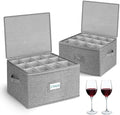Cirhy Hard Shell Wine Glass Storage Box, Holds 24 Glasses, 2-Pack, Grey by Cirhy