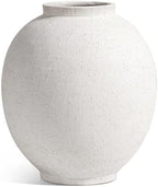 Large White Ceramic Vase - 9.8 Inch Rustic Farmhouse Flower Vase for Home Decor, Minimalist Tall Vases for Living Room, Table, Bathroom, Holiday & Weddings (Sandstone White) - Image 6