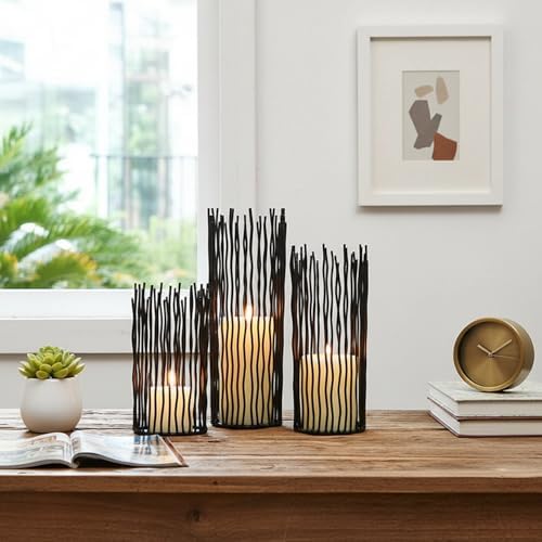 Metal Candle Holders for Pillar Candles - Black Wire Candle Holder Set of 3 - Image 5
