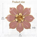 Villa Como Set of 3 Pink and Gold Metal Flowers Wall Art Decor 10" - Image 3