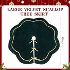 Arrowbash Green 48 Inch Christmas Tree Skirt Velvet Scallop Ddge - Image 2