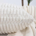 All Smiles Decorative Throw Pillow Covers 16x16 Set of 4 Neutral Farmhouse Rustic Boho Home Decor Soft Plush Striped Corduroy Square Cushion Case for Living Room Couch Bed Sofa - Image 3