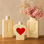 TBWIND 3 Pack Yellow Heart Ceramic Vases, I Love U Decor Vases by TBWIND