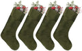 Hercicy 4 Pcs Green Christmas Velvet Stocking 19 Inch Xmas Hanging Stocking by Hercicy