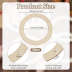OLYCRAFT 28Pcs 8 Inch Unfinished Wood Wreath Frame Natural Wooden Hoop Frame Unfinished Wood Wreath Rings with Pre-Cut Holes for DIY Floral Arrangements Easter Crafts and Home Wall Door Decor - Image 2