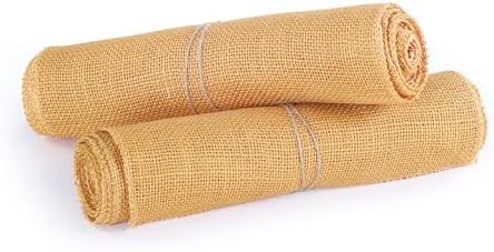 MDS® Pack of 20 Natural Burlap Table Runner, 12 x 108 Inch, Jute Rustic Farmhouse Boho Table Decor for Wedding Reception, Dining Table, Bridal Shower, Baby Shower & Party Decorations - Gold - Image 5