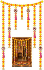 H1vojoxo Diwali Decorations for Home with Marigold Garland Lotus Hangings by H1vojoxo