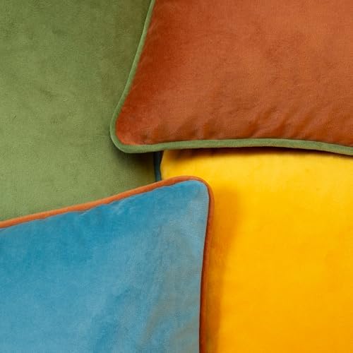 Warm Jewel Tone Soft Velvet Decorative Throw Pillow Covers, 4 Pack, 18x18 Inch Rust Mustard Yellow Green Blue Accent Pillow Covers - Image 6