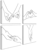 DJSYLIFE Minimalist Holding Hands Line Art Canvas Wall Art 12x12 Inch by DJSYLIFE