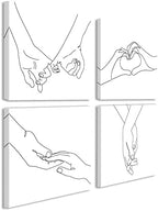 DJSYLIFE Minimalist Holding Hands Line Art Canvas Wall Art 12x12 Inch by DJSYLIFE