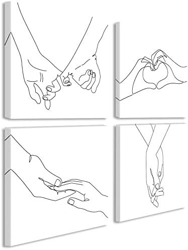 DJSYLIFE Minimalist Holding Hands Line Art Canvas Wall Art 12x12 Inch by DJSYLIFE