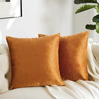 GIGIZAZA Decorative Throw Pillow Covers 18 x 18, Cinnamon Burnt Orange Soft Pillow Covers Velvet,Set of 4 Decor Square Cushion Covers - Image 2