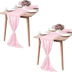 Pufogu 10 Pack 10Ft Light Pink Chiffon Table Runner Sheer 29x120 Inch by Pufogu