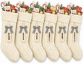 houscly 18 Inch Personalized Knit Christmas Stockings, 6 Pack All Ivory by houscly