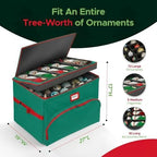 Christmas Nutcracker and Figurine Collectible Storage Box - Holds Up to 72 Ornaments 4” x 4” - Top Adjustable Compartments for Figurines, Nutcrackers, etc - Heavy Duty 600D/ Inside PVC Material, Green - Image 3