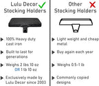 Lulu Decor Black Christmas Stocking Holders for Mantle set of 4 - Heavy Cast Iron Weighted Strong & Sturdy - Low Profile Flat Base Stocking Hooks, Simple Design for Mantle Decor Weighs 1 lb 10 oz each - Image 3