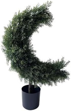 Artificial Crescent Moon Topiary Tree Ramadan Eid Mubarak Decoration Potted Faux Green Plant for Islamic Festival Indoor Home Christmas Decor (63cm/25inch) by Unknown