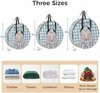 30 Inch Round Storage Bag 1 Pack,Easter Day Bunny Tail Blue Check Waterproof Wreath Storage Container with Handles&Zipper Spring Cute Rabbit White Grid Closet Organizer Bags Garland Box - Image 7