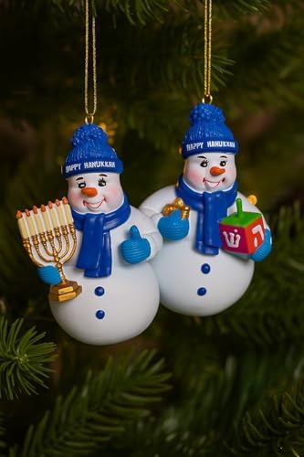 The Bridge Collection Happy Hanukkah Snowman Ornaments - Set of 2 - Image 3