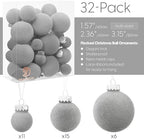 Sea Team 32-Pack Flocked Velvet Christmas Ball Ornaments, Gray - Image 3