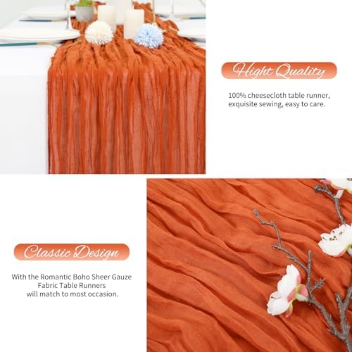 20 Pack Orange Cheesecloth Table Runner 120 Inch 10FT Rustic Boho Gauze Cheese Cloth Table Runner for Wedding Party Baby Shower Thanksgiving Christmas Decoration - Image 6