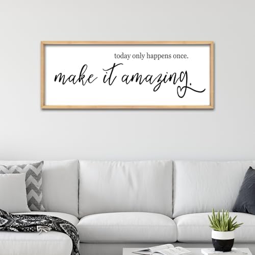 ZZJJHYWGQ Today Only Happens Once Make It Amazing Sign, 40"×15", Wood - Image 4