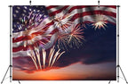 BELECO 10x6.5ft Fabric American Flag Backdrop 4th of July Independence Day Fireworks Photography Background National Flag Day Memorial Day Veterans Day Patriotic Party Decorations Photo Studio Props - Image 4