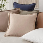 Foindtower Decorative Linen Fringe Throw Pillow Covers 26×26 Inch,Tan Beige - Image 5