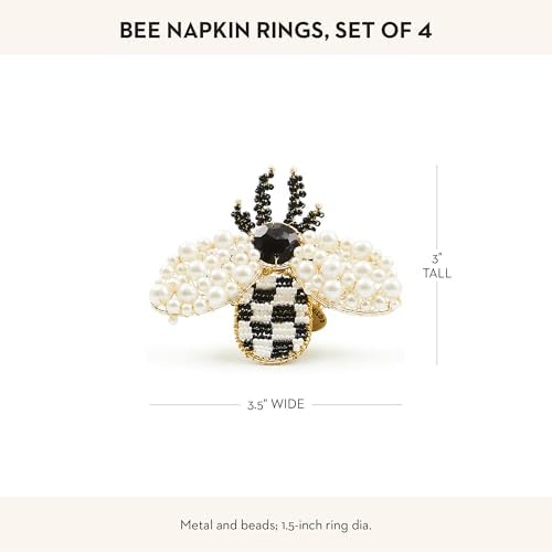 MACKENZIE-CHILDS Metal and Bead Napkin-Ring Set, Bee - Image 4