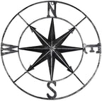 aboxoo Round Metal Compass Decorative Compass Metal Wall Art Hanging Wall Sculpture 22.8 Inch Black Diameter Farmhouse Decor Indoor or Outdoor Sign by aboxoo