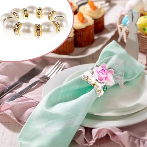 240Pcs Gold Pearl Napkin Rings Bulk Imitation Pearl Napkin Ring for Wedding - Image 5