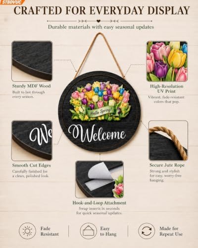 16PCS Interchangeable Welcome Sign for Front Door,Season Wreath Home Decor - Image 5