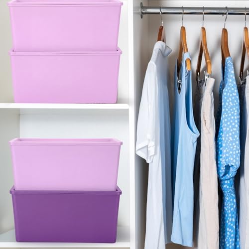 Menkxi 4 Pcs Storage Bins with Lids, Dark Purple, Light Purple, Small - Image 6