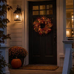 22 Inch Lighted Fall Berry Wreath with Timer Red and Orange Berries - Image 6