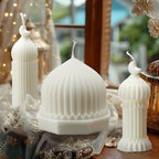 3 Pcs Eid Mubarak Candles Ramadan Decoration Ramadan Mosque Shaped Soy Wax Scented Candle for Eid Islamic Home Decor Gift, Halal Islamic Meditation Table Centerpiece Decor Festive Supplies(White) - Image 6